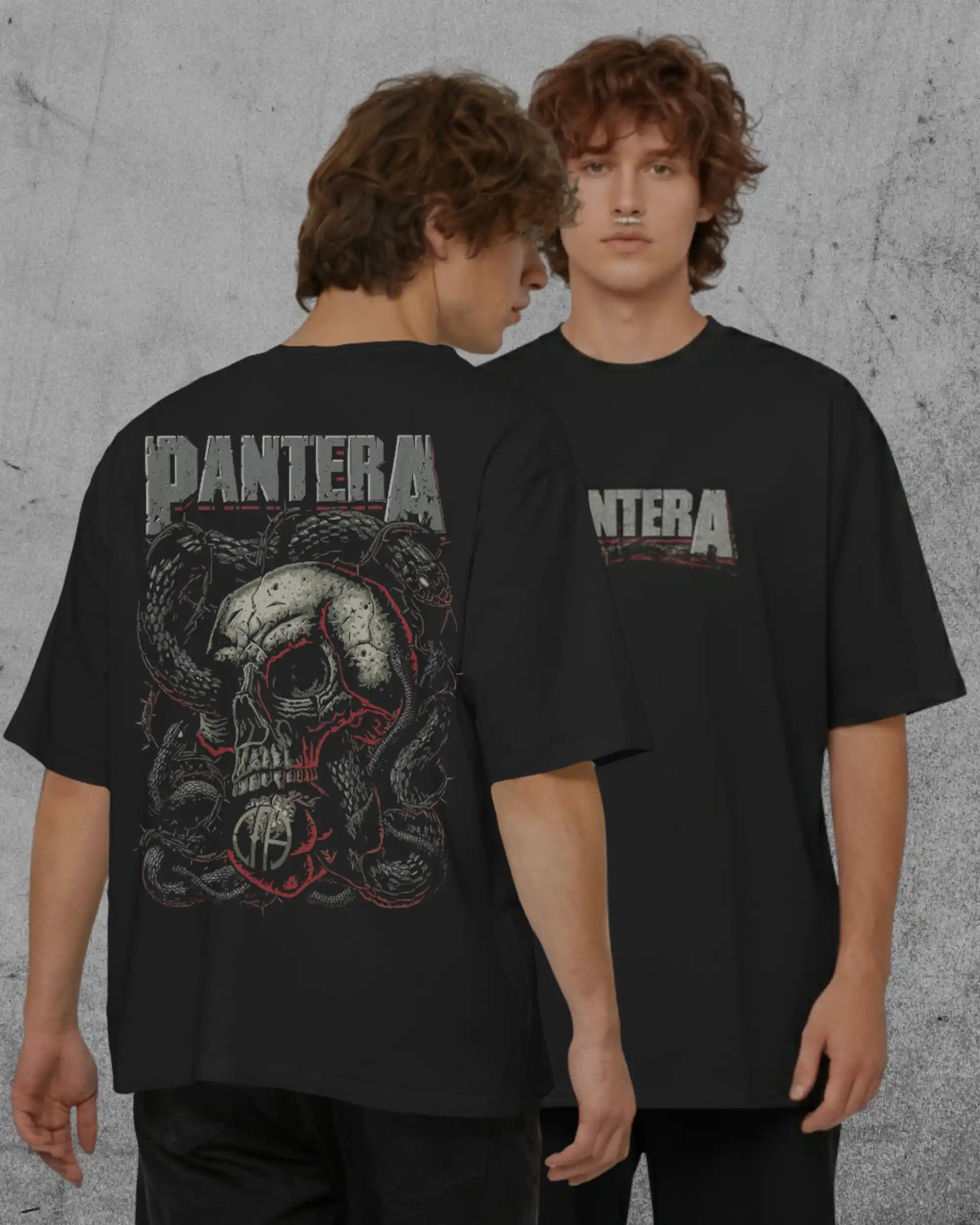 Pantera band graphic plus size tshirt in black oversized fit – AWBlack