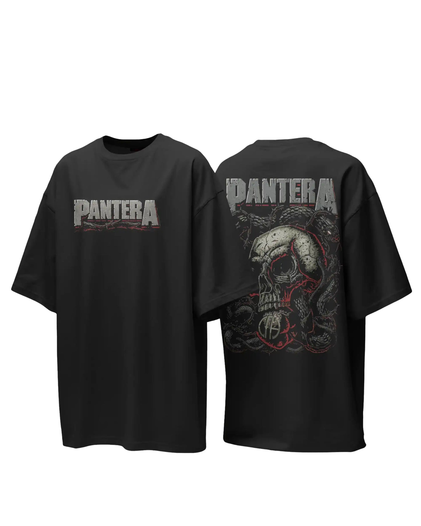 Pantera band graphic plus size tshirt in black oversized fit – AWBlack 240 GSM
