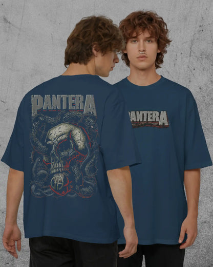 Blue Pantera band graphic plus size tshirt in oversized fit – AWBlack 240 GSM