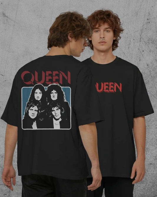 Queen Oversized T-Shirt | Heavy Metal Rock Band Graphic Tee | 240 GSM Cotton | XS-2XL | AWBlack
