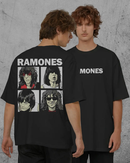 Ramones Oversized T-Shirt | Heavy Metal Rock Band Graphic Tee | 240 GSM Cotton | XS-2XL | AWBlack