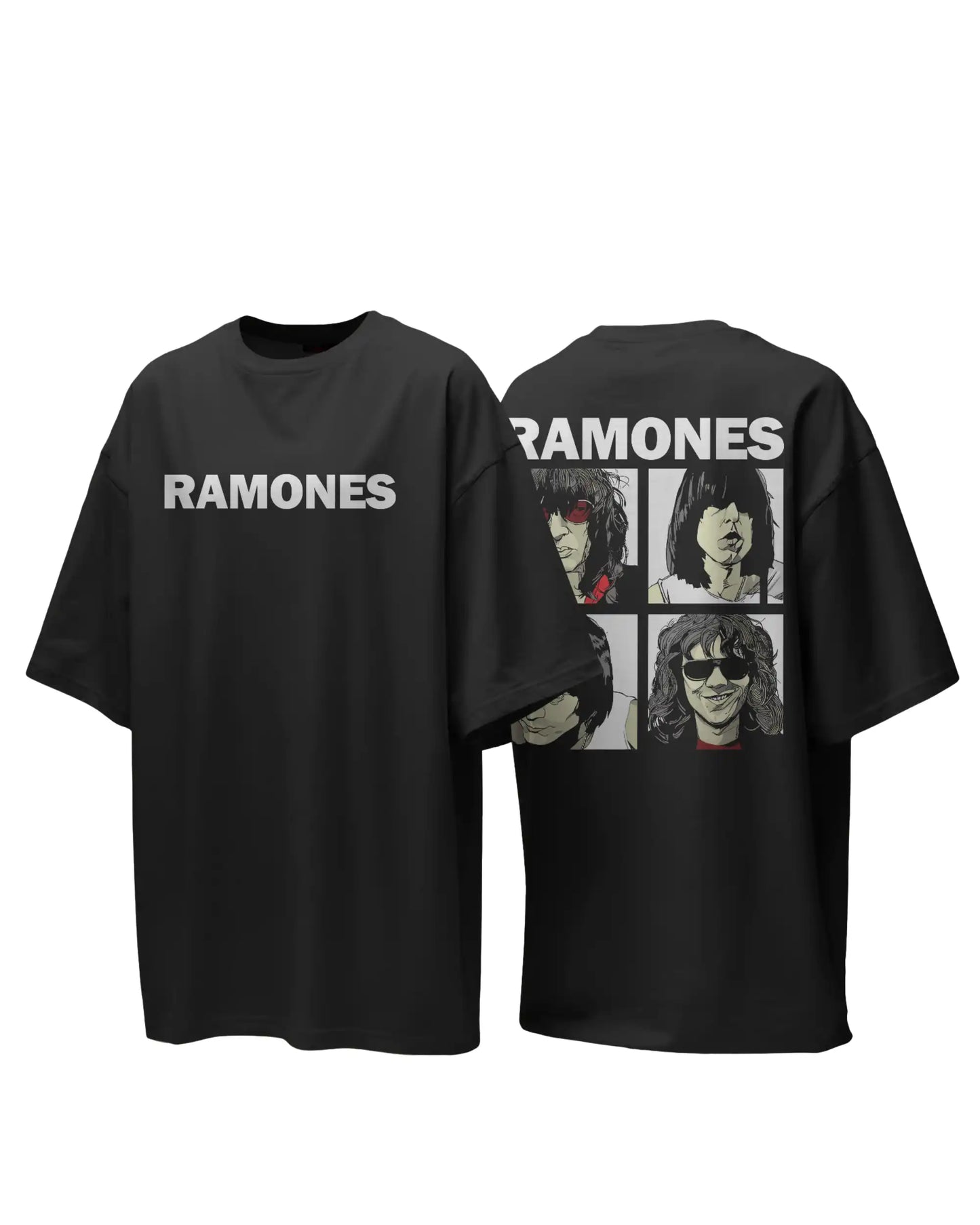 Ramones Oversized T-Shirt | Heavy Metal Rock Band Graphic Tee | 240 GSM Cotton | XS-2XL | AWBlack