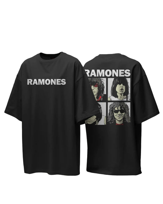 Ramones Oversized T-Shirt | Heavy Metal Rock Band Graphic Tee | 240 GSM Cotton | XS-2XL | AWBlack