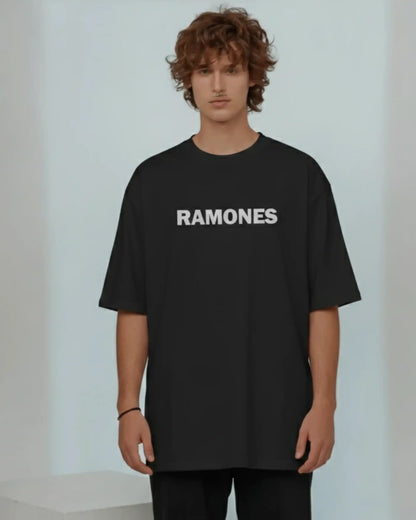 Ramones Oversized T-Shirt | Heavy Metal Rock Band Graphic Tee | 240 GSM Cotton | XS-2XL | AWBlack