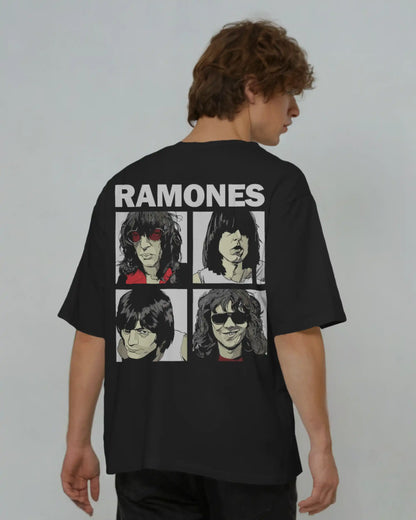 Ramones Oversized T-Shirt | Heavy Metal Rock Band Graphic Tee | 240 GSM Cotton | XS-2XL | AWBlack