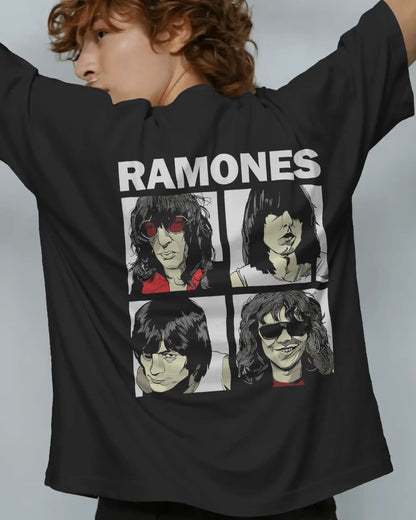 Ramones Oversized T-Shirt | Heavy Metal Rock Band Graphic Tee | 240 GSM Cotton | XS-2XL | AWBlack