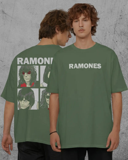 Ramones Oversized T-Shirt | Heavy Metal Rock Band Graphic Tee | 240 GSM Cotton | XS-2XL | AWBlack