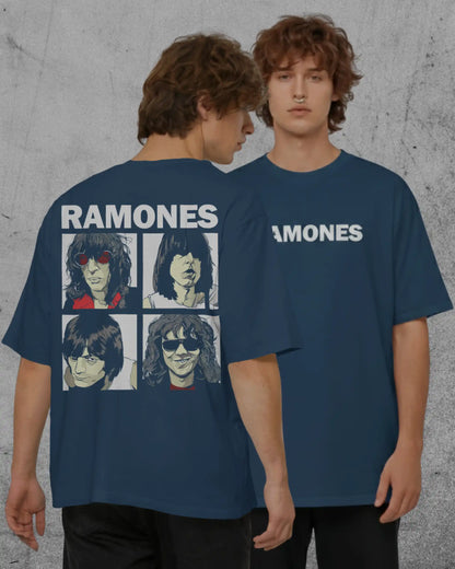 Ramones Oversized T-Shirt | Heavy Metal Rock Band Graphic Tee | 240 GSM Cotton | XS-2XL | AWBlack