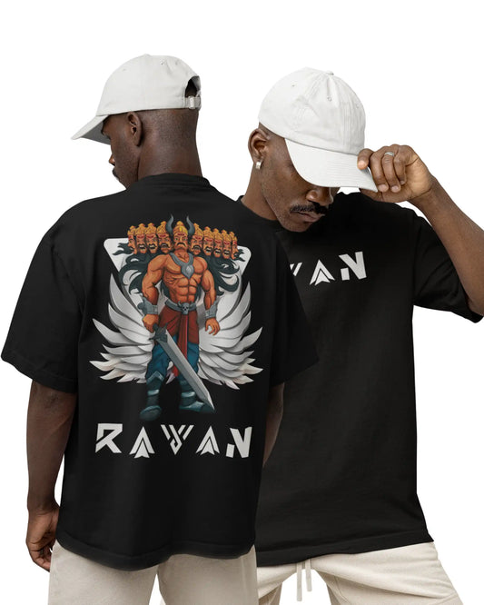 🔥🛕 Ravan Ramayana Plus-Size T-Shirt – Mythology Graphic Tee | 180 GSM Cotton S–7XL | AWBlack