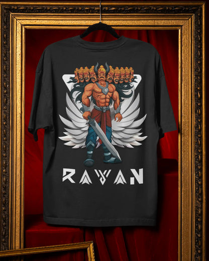 🔥🛕 Ravan Ramayana Plus-Size T-Shirt – Mythology Graphic Tee | 180 GSM Cotton S–7XL | AWBlack