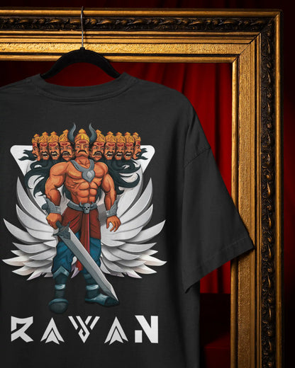 🔥🛕 Ravan Ramayana Plus-Size T-Shirt – Mythology Graphic Tee | 180 GSM Cotton S–7XL | AWBlack