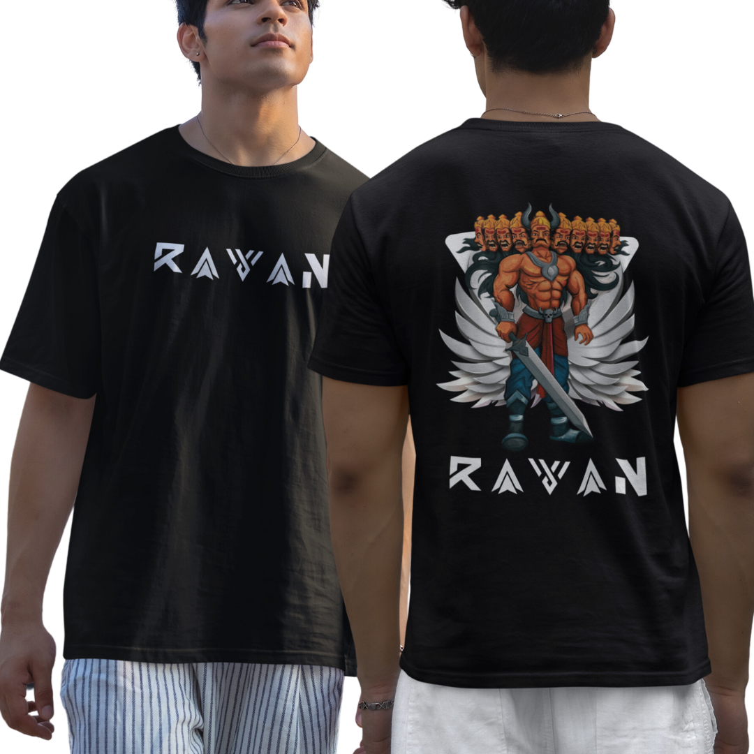 Ravan - The Ten-Headed Titan of Ramayana - Premium Black Tshirt - AWBlack