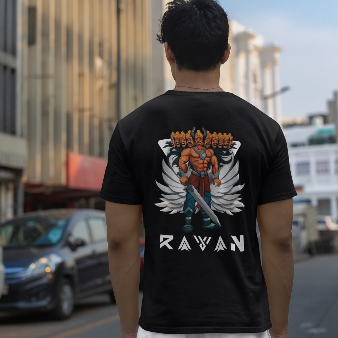 Ravan - The Ten-Headed Titan of Ramayana - Premium Black Tshirt - AWBlack