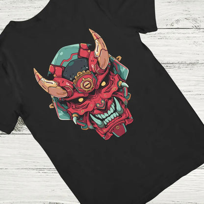 Red Rage Weird Japan Samurai Face Mask - Premium Black Tshirt - AWBlack
