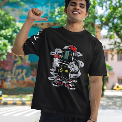 Retro Game Boy Power-Up -  Premium Black T-Shirt - AWBlack