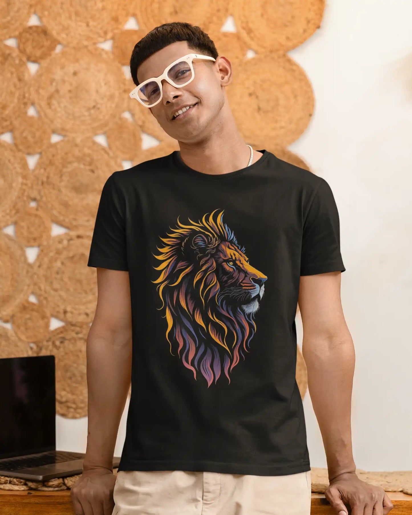 Majesty Lion Plus-Size T-Shirt | Multi-Fit 180 GSM Premium Cotton Graphic Tee S–7XL | AWBlack
