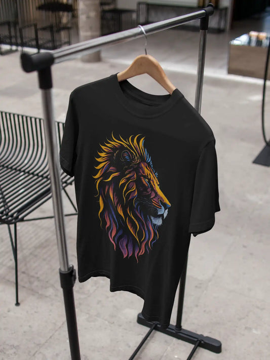 Majesty Lion Plus-Size T-Shirt | Multi-Fit 180 GSM Premium Cotton Graphic Tee S–7XL | AWBlack