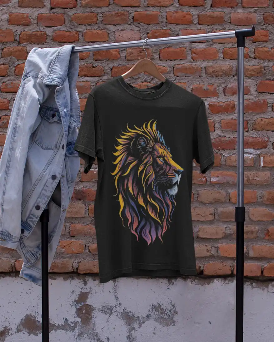 Majesty Lion Plus-Size T-Shirt | Multi-Fit 180 GSM Premium Cotton Graphic Tee S–7XL | AWBlack
