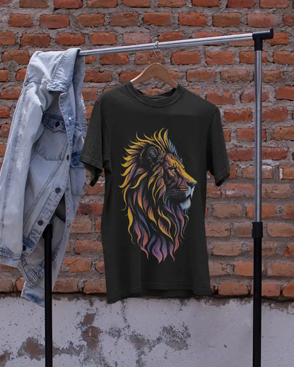 Majesty Lion Plus-Size T-Shirt | Multi-Fit 180 GSM Premium Cotton Graphic Tee S–7XL | AWBlack