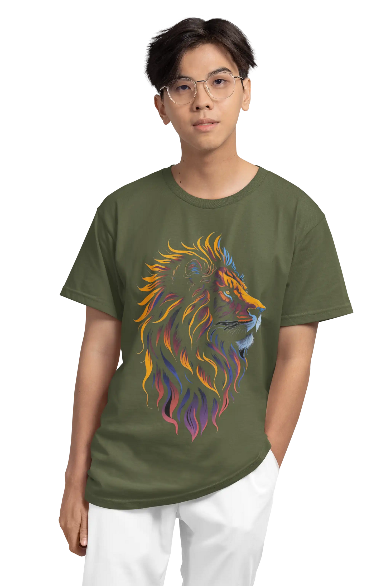 Majesty Lion Plus-Size T-Shirt | Multi-Fit 180 GSM Premium Cotton Graphic Tee S–7XL | AWBlack