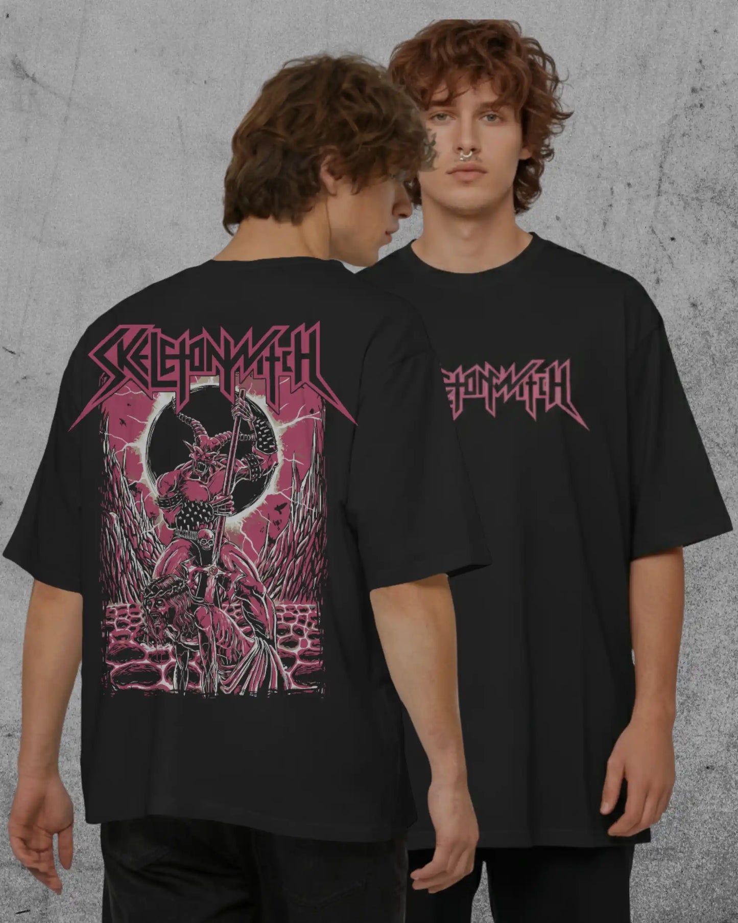 Skelitonwitch Oversized T-Shirt | Heavy Metal Rock Band Graphic Tee | 240 GSM Cotton | XS-2XL | AWBlack