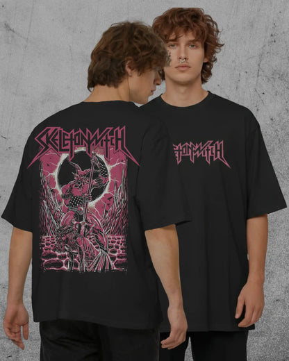 Skelitonwitch Oversized T-Shirt | Heavy Metal Rock Band Graphic Tee | 240 GSM Cotton | XS-2XL | AWBlack