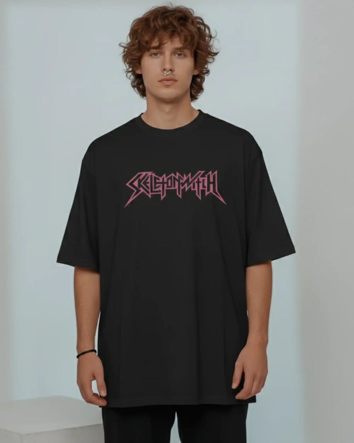 Skelitonwitch Oversized T-Shirt | Heavy Metal Rock Band Graphic Tee | 240 GSM Cotton | XS-2XL | AWBlack
