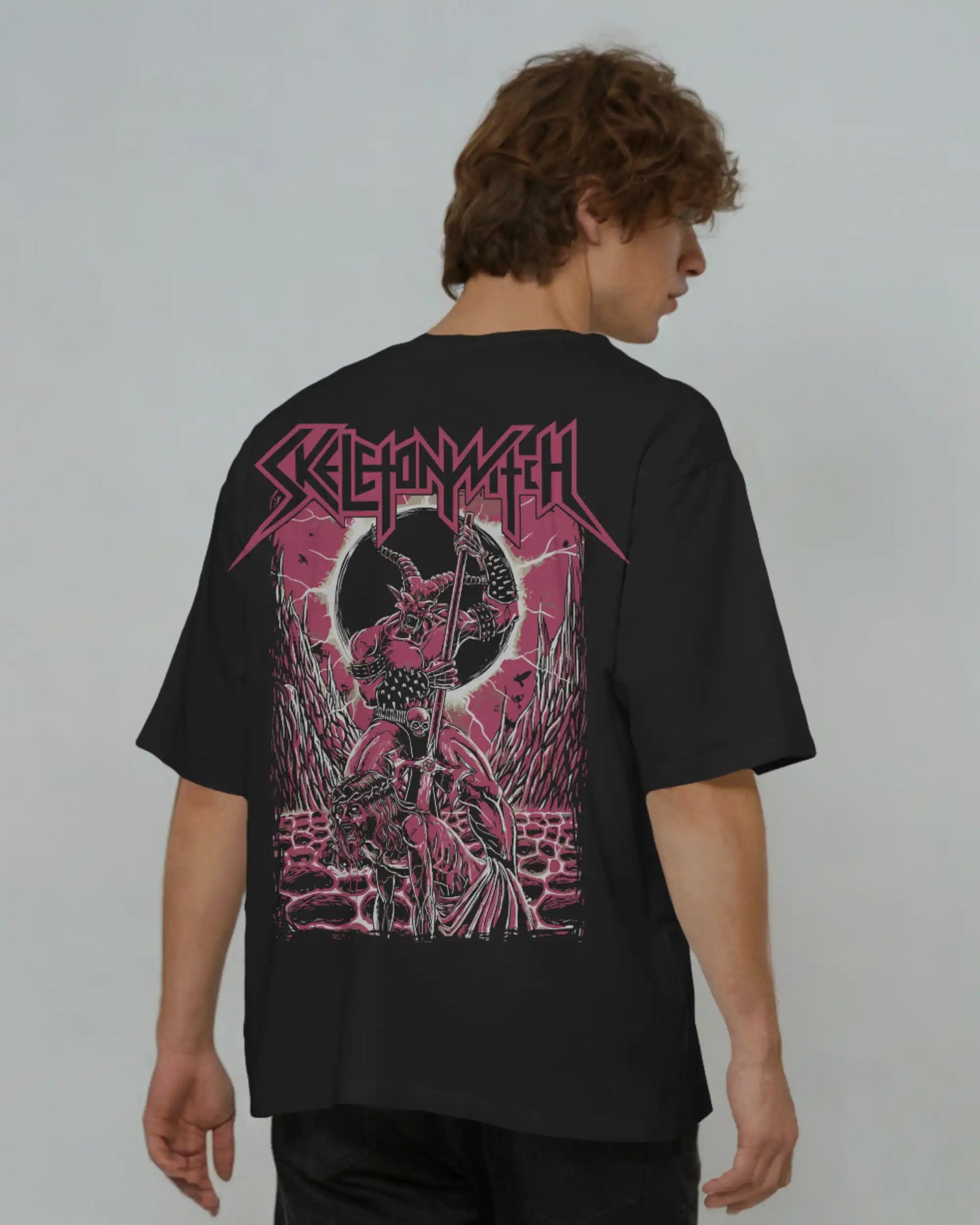 Skelitonwitch Oversized T-Shirt | Heavy Metal Rock Band Graphic Tee | 240 GSM Cotton | XS-2XL | AWBlack