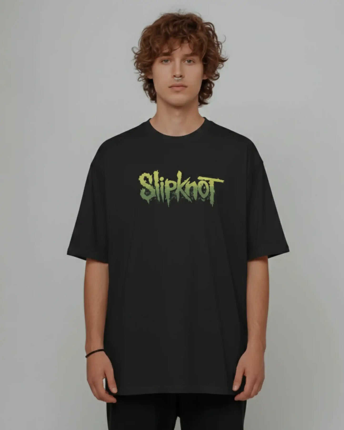 Slipknot graphic plus size tshirt in black oversized fit – AWBlack 240 GSM