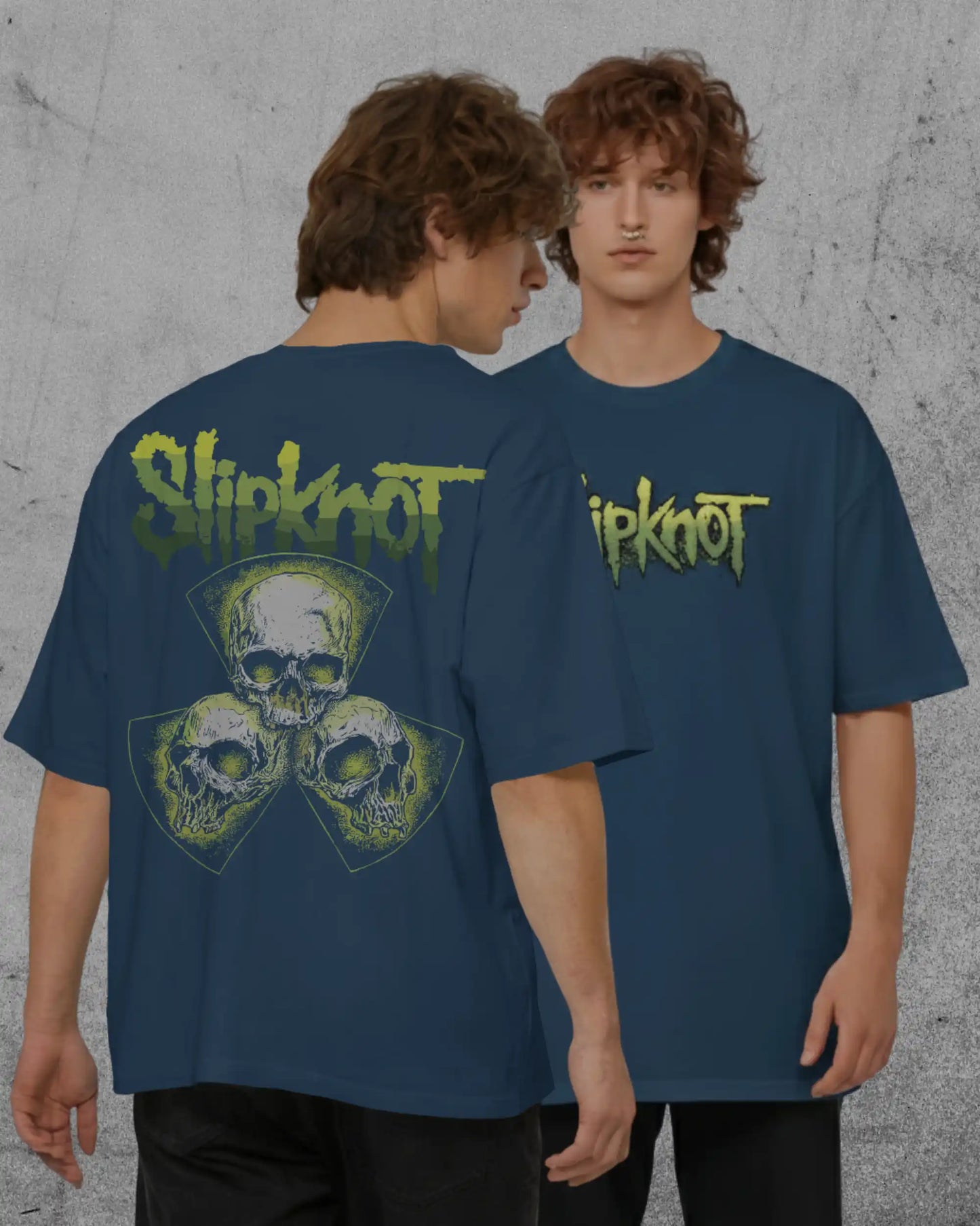Slipknot graphic plus size tshirt in blue oversized fit – AWBlack 240 GSM