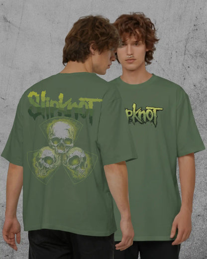 Slipknot graphic plus size tshirt in green oversized fit – AWBlack 240 GSM