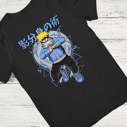 Stylish Naruto Trendy Blue Shoes & Shadow Clone Jutsu - Premium Black Tshirt - AWBlack