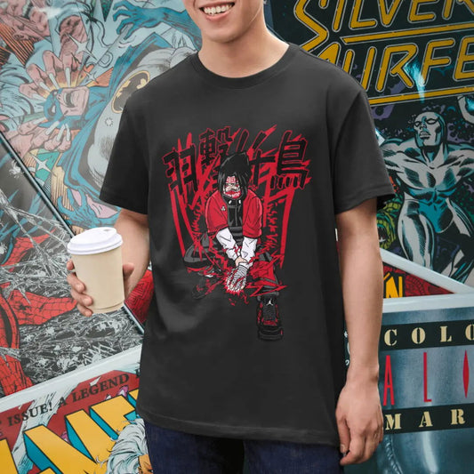 Stylish Sasuke Naruto's Trendy Uchiha with Red Chidori - Premium Black Tshirt - AWBlack