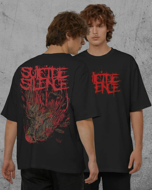Sucide Silence Oversized T-Shirt | Heavy Metal Rock Band Graphic Tee | 240 GSM Cotton | XS-2XL | AWBlack