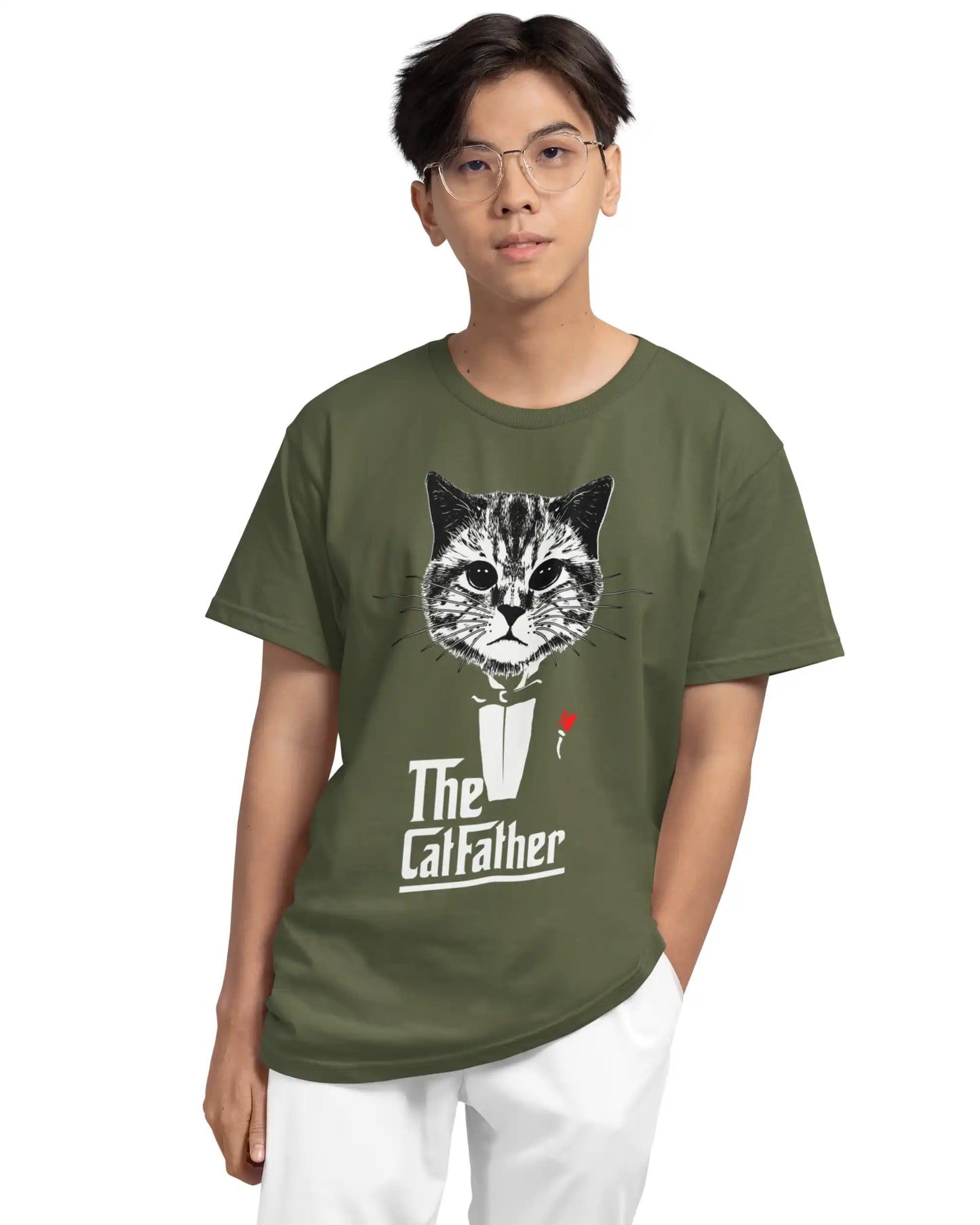 🐱🔥 CatFather Plus-Size T-Shirt – Funny Cat Graphic Tee | 180 GSM Cotton S–7XL | AWBlack
