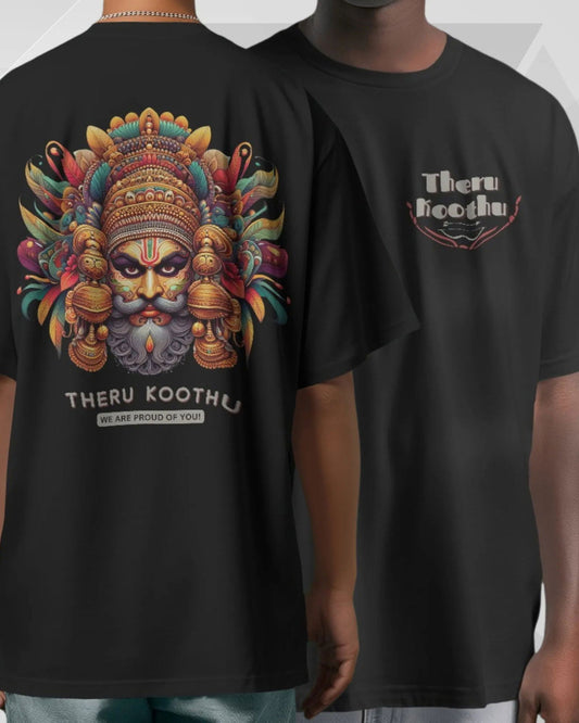 Theru Koothu Pride - Contemporary - Premium Oversized Black T-Shirt - AWBlack