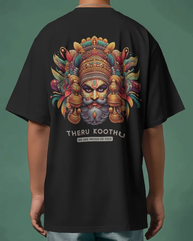 Theru Koothu Pride - Contemporary - Premium Oversized Black T-Shirt - AWBlack