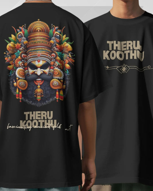 Theru Koothu Revival - Premium Oversized Black T-shirt - AWBlack