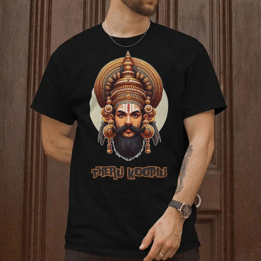 Theru Koothu Tradition Revived - Premium Black T-Shirt Supporting Tamil Nadu's Cultural Heritage - AWBlack